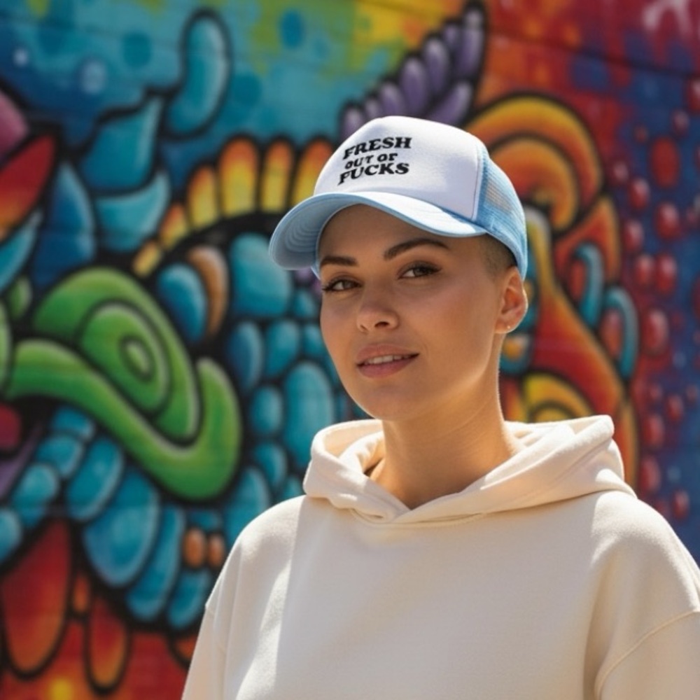 •Fresh Outta F*cks• Unisex Trucker Hat – Baby Blue Vibes